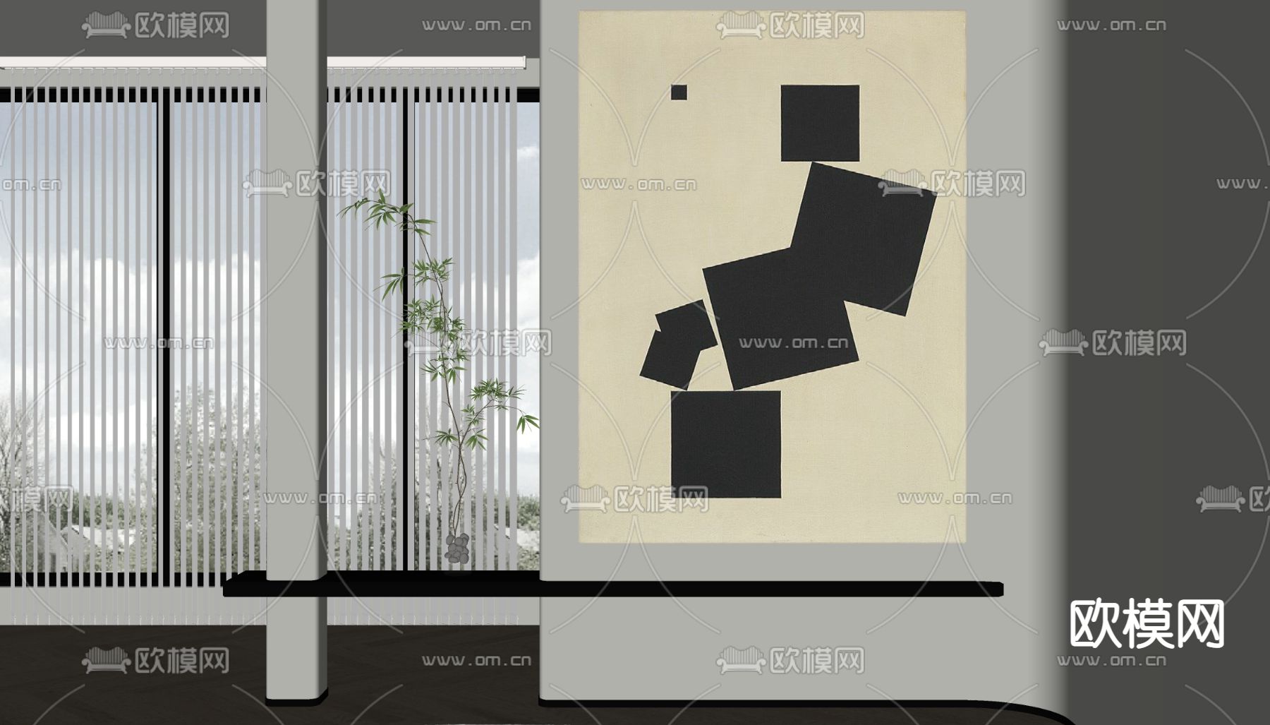 现代装饰挂画su模型