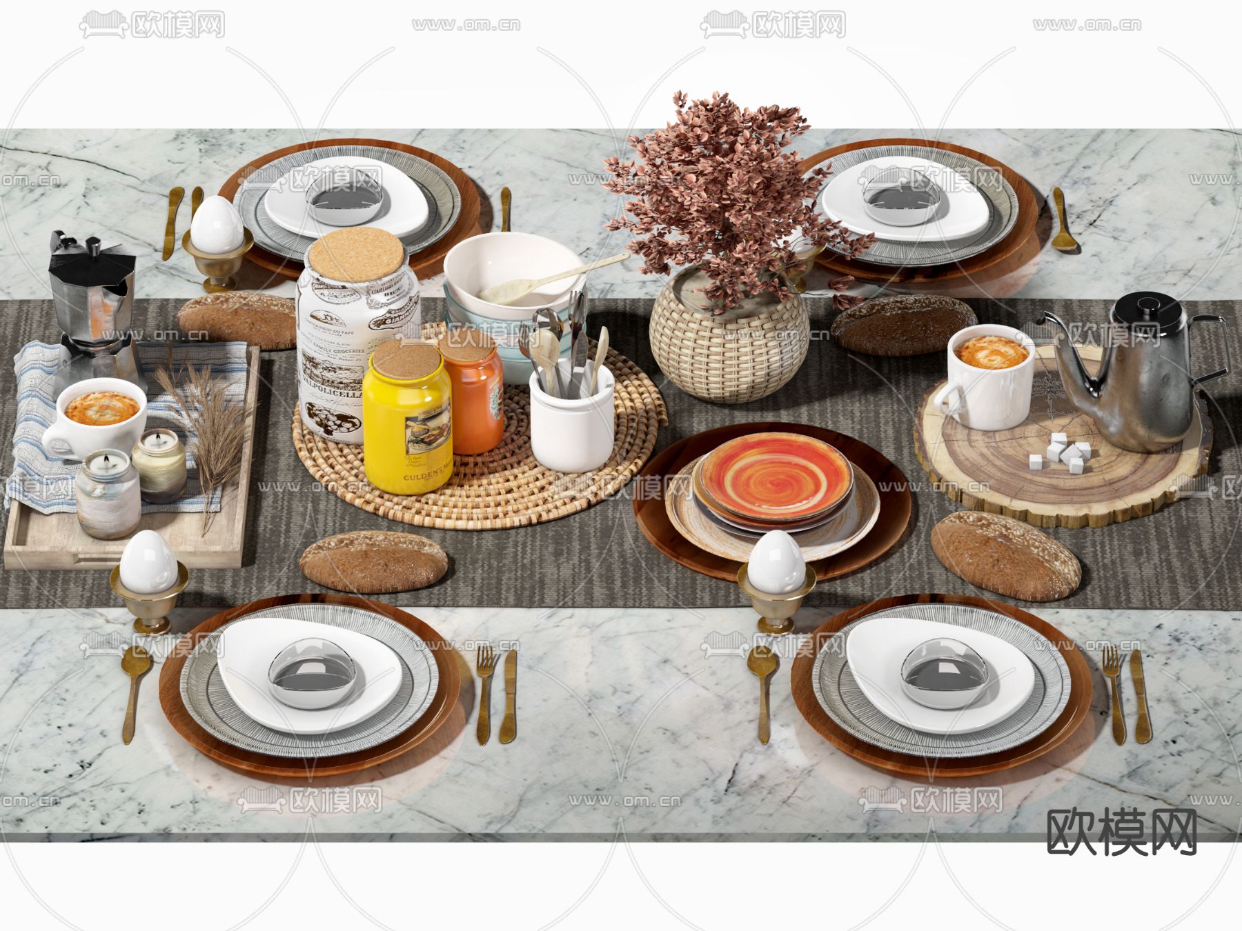 侘寂风餐具 水壶 咖啡 花瓶3d模型下载