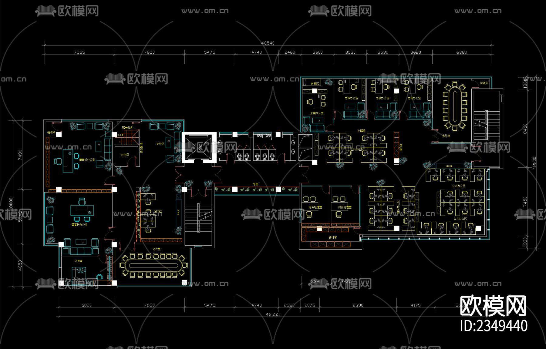 办公空间CAD施工图-免费3dmax模型库-欧模网
