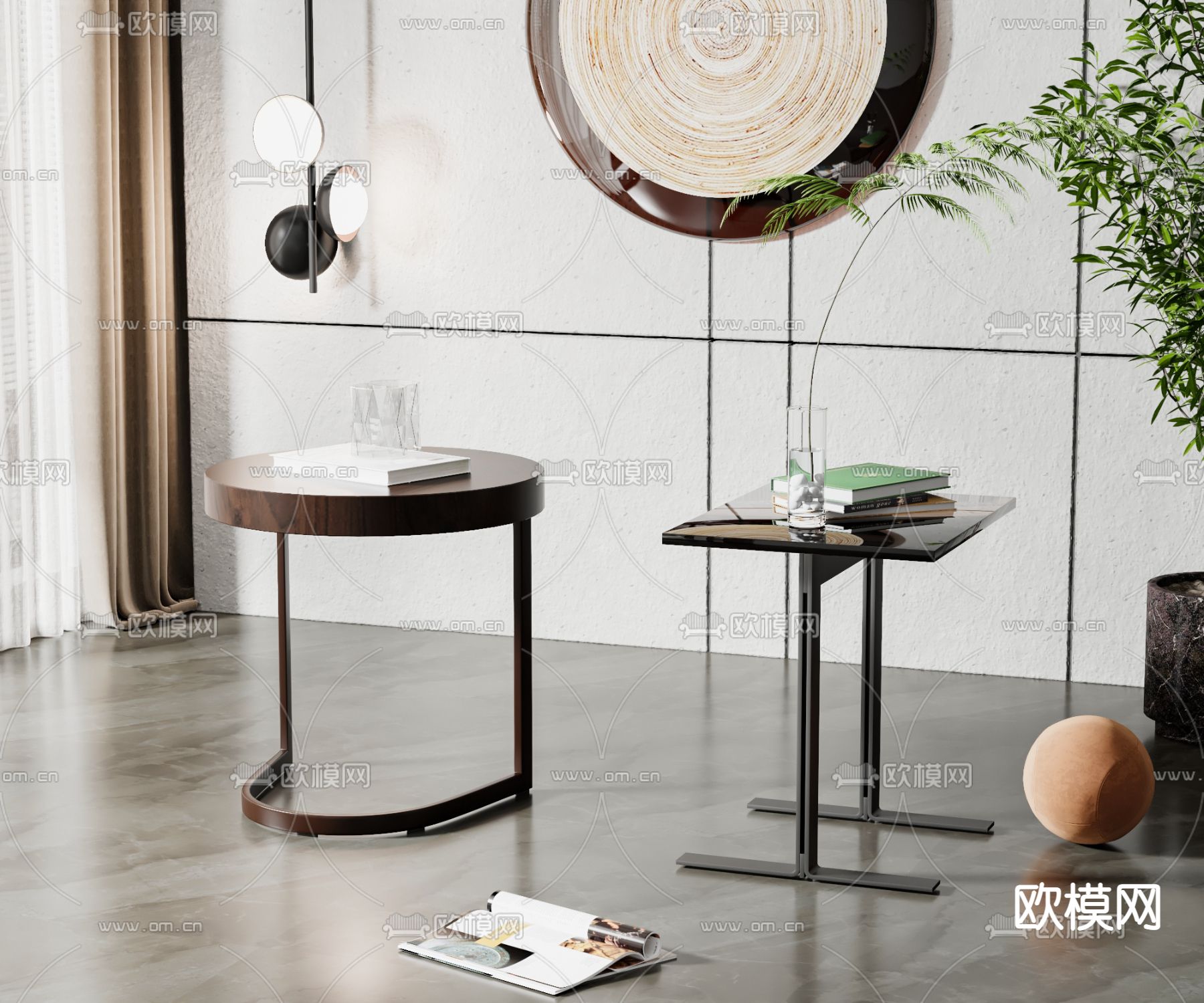 现代圆几 边几 角几3d模型下载