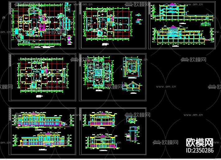 小区会所建筑CAD施工图下载（渲染图1）