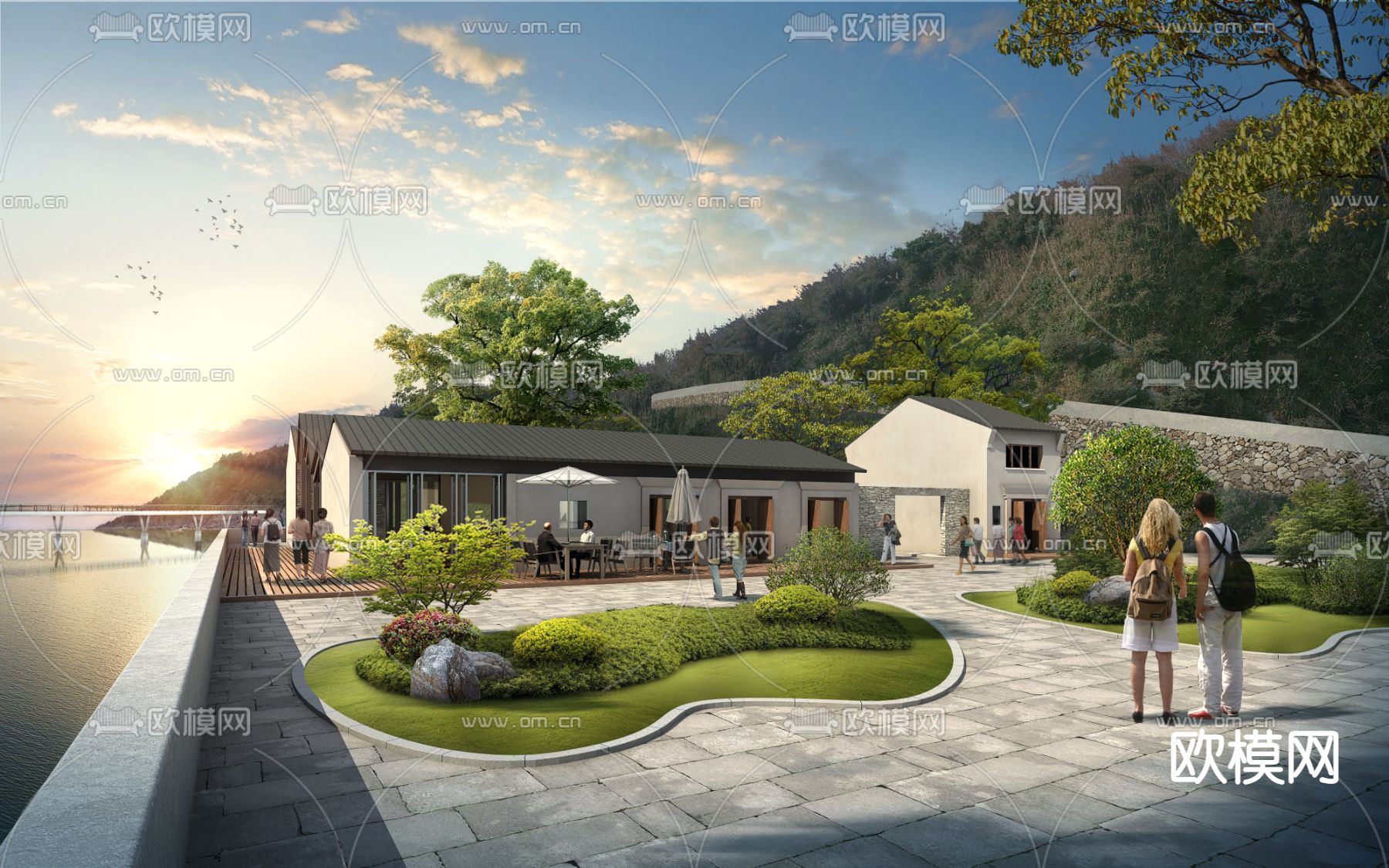 现代公园休闲区外摆区psd下载