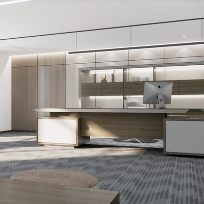  新中式董事长办公室su模型 