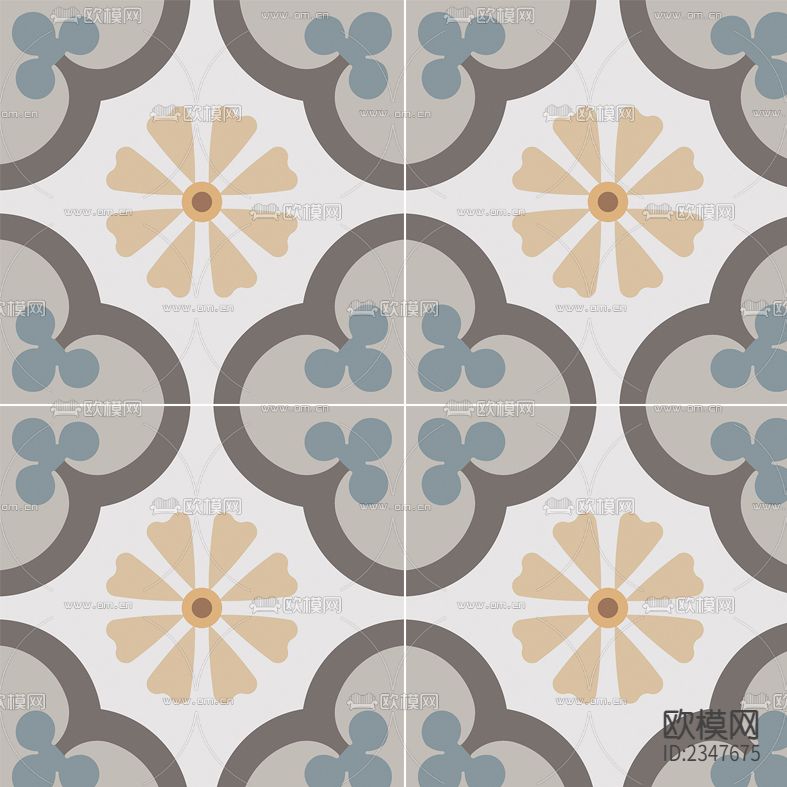 复古小众花砖贴图下载