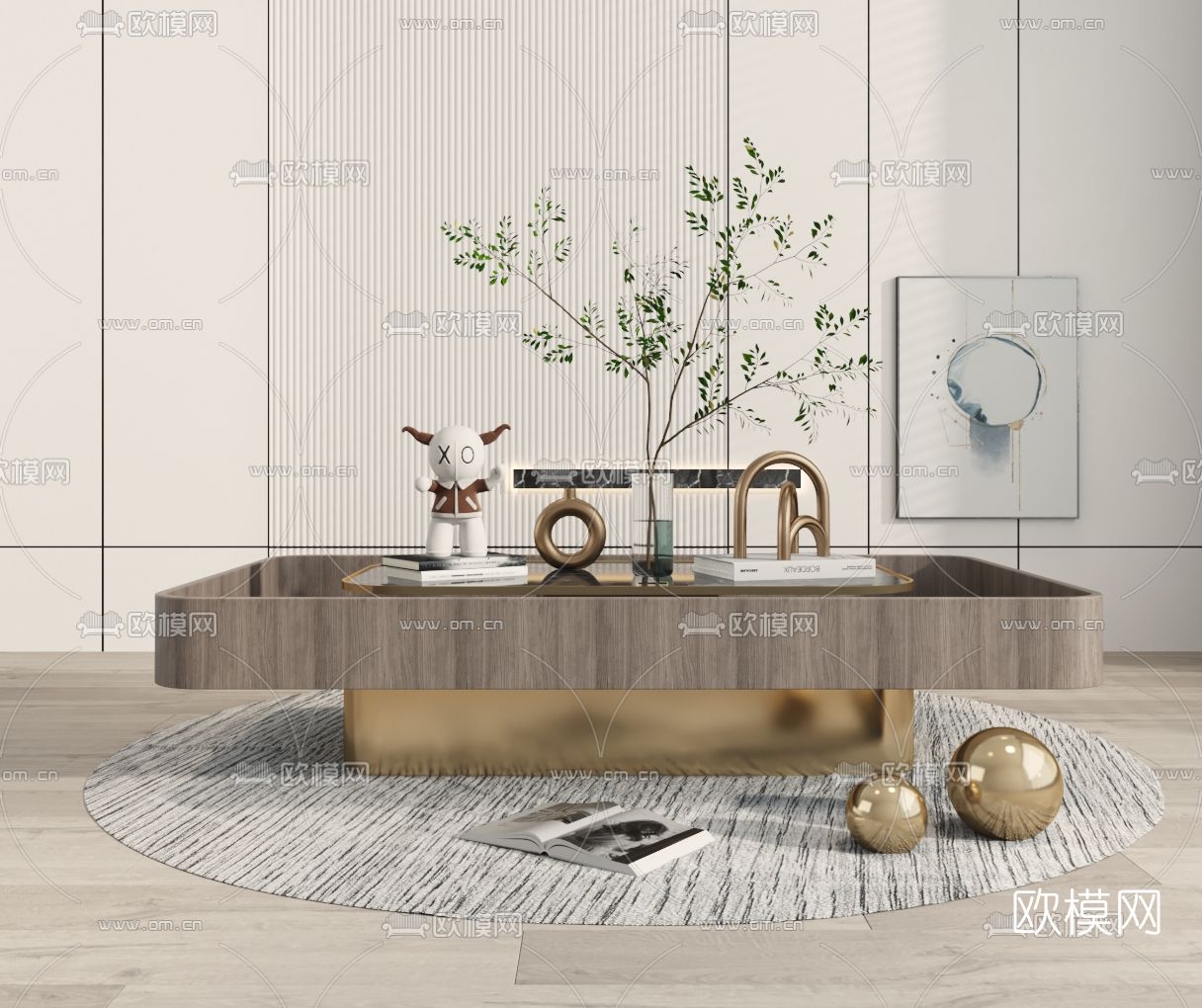 现代茶几3d模型下载