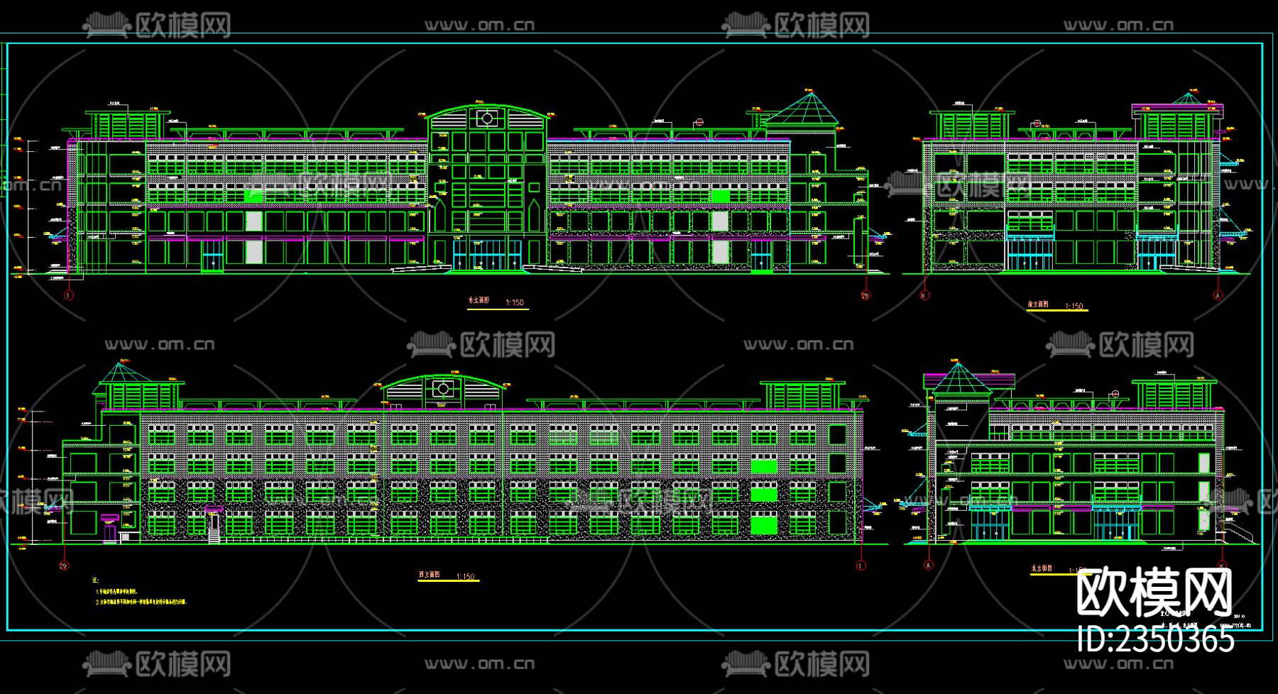 大型商场全套cad施工图-免费3dmax模型库-欧模网