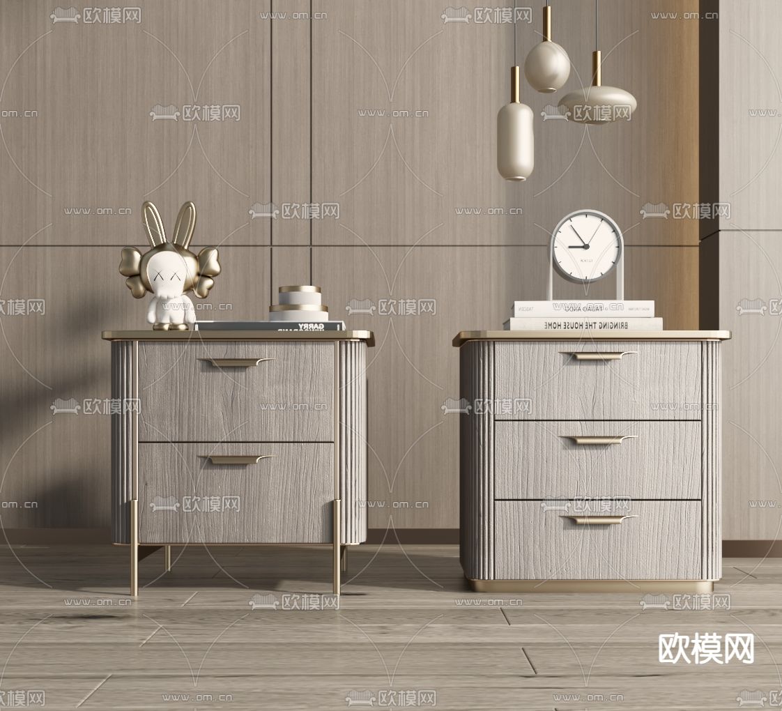 现代床头柜3d模型下载