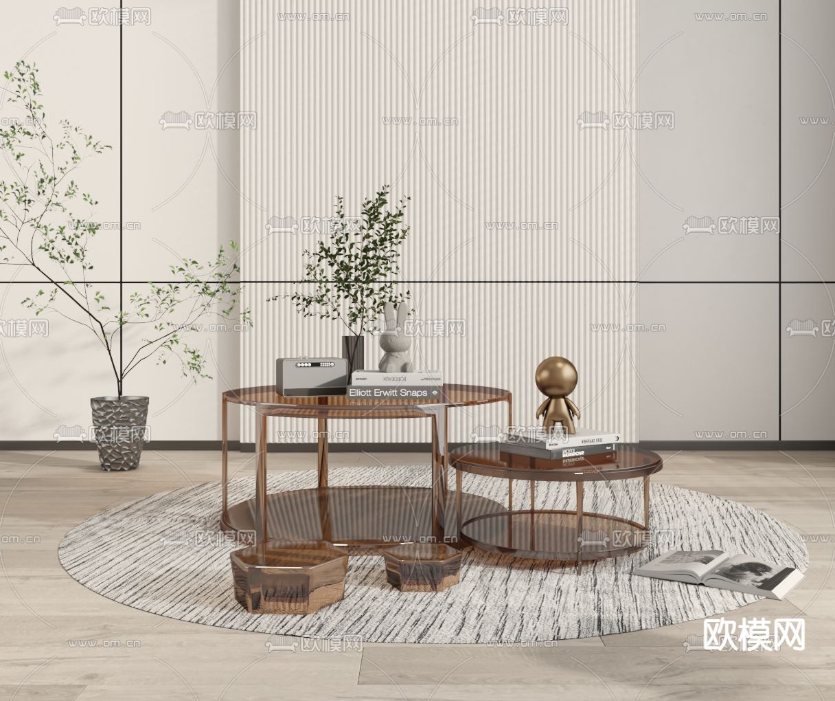 现代圆形茶几3d模型下载