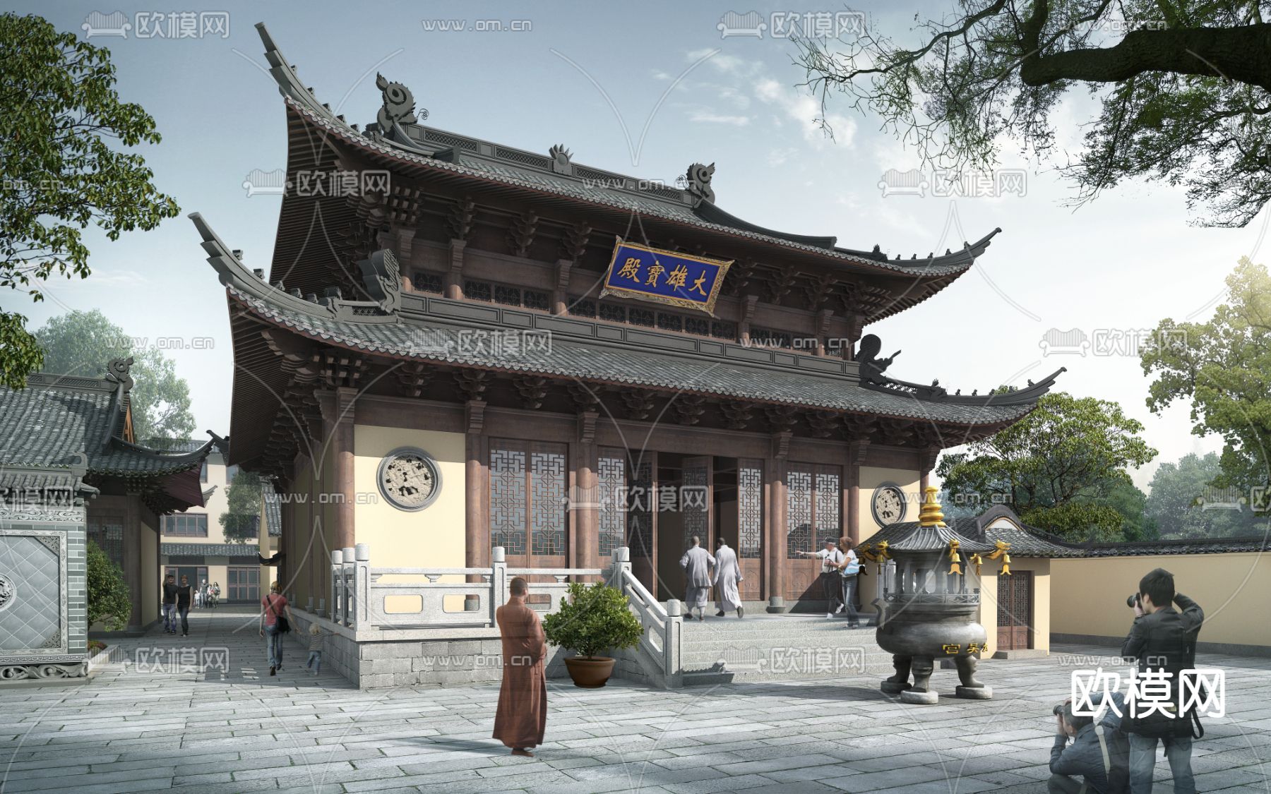 新中式古建民俗外观psd下载