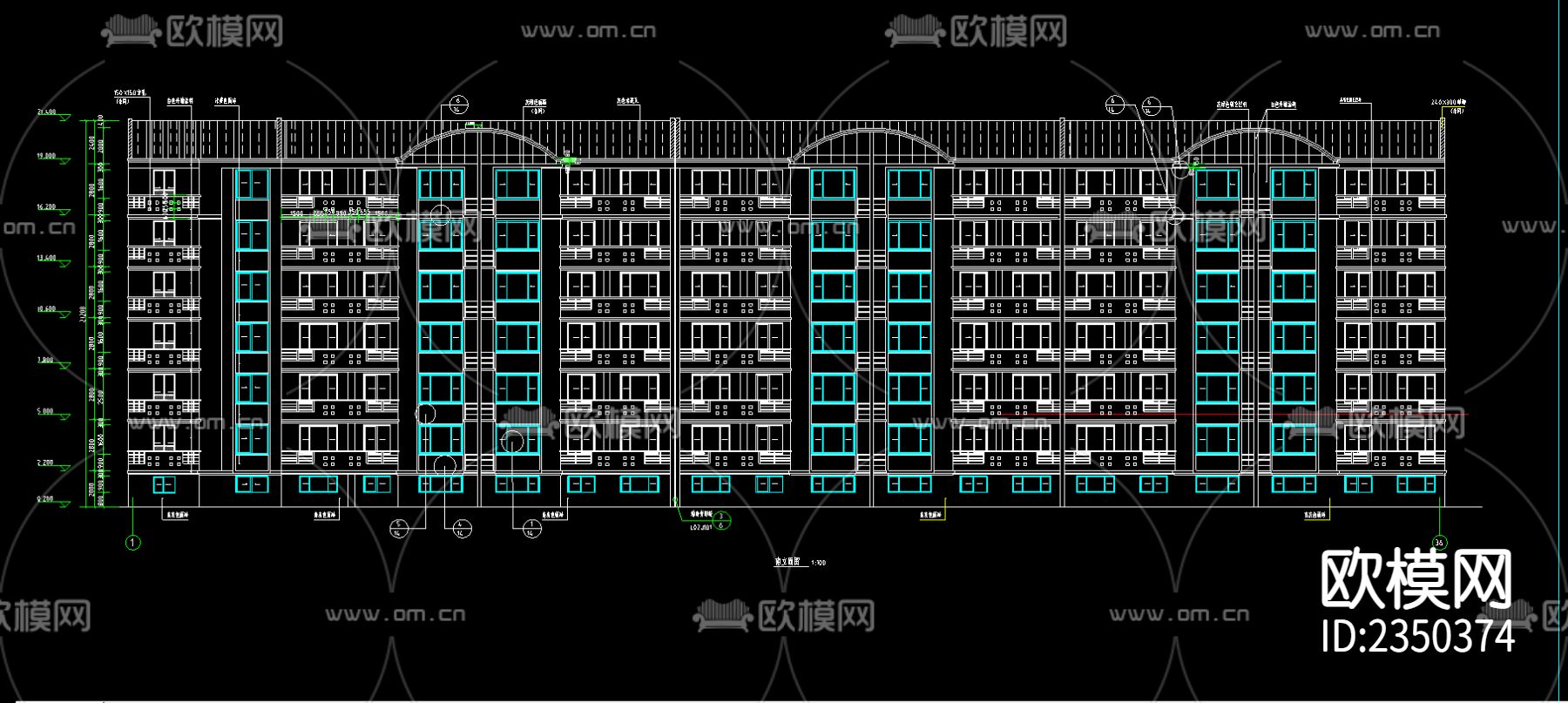 小区住宅楼建筑cad施工图下载（渲染图2）