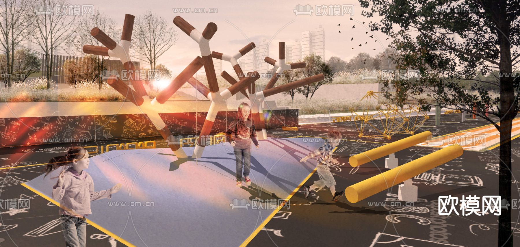 现代儿童公园游玩psd下载