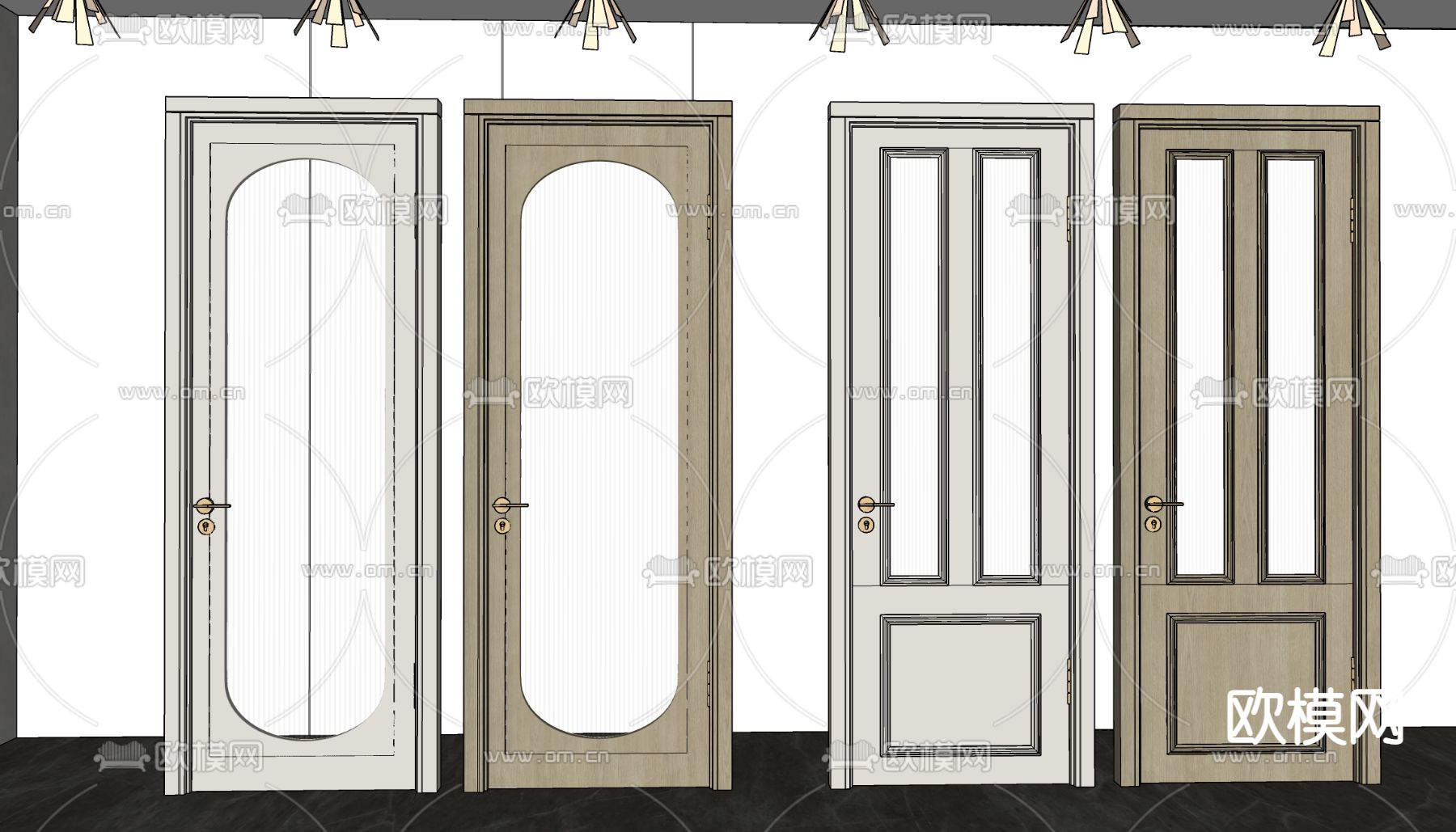 法式厨卫门 单开门su模型下载（渲染图2）