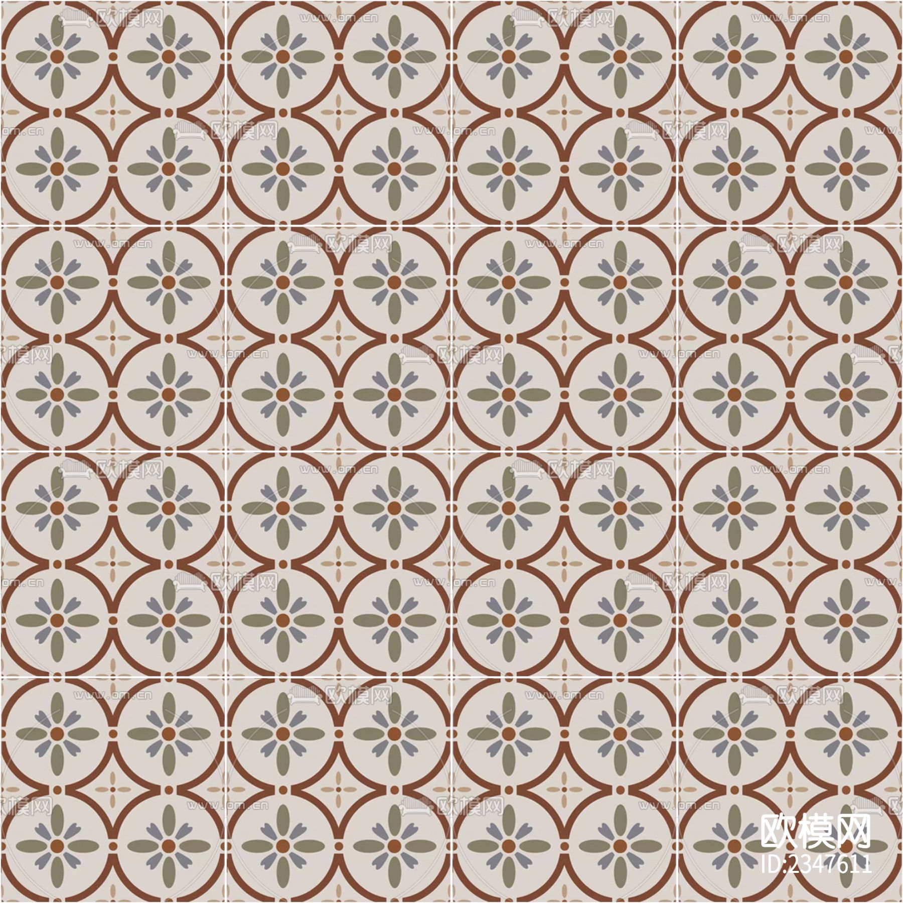 复古小众花砖贴图下载
