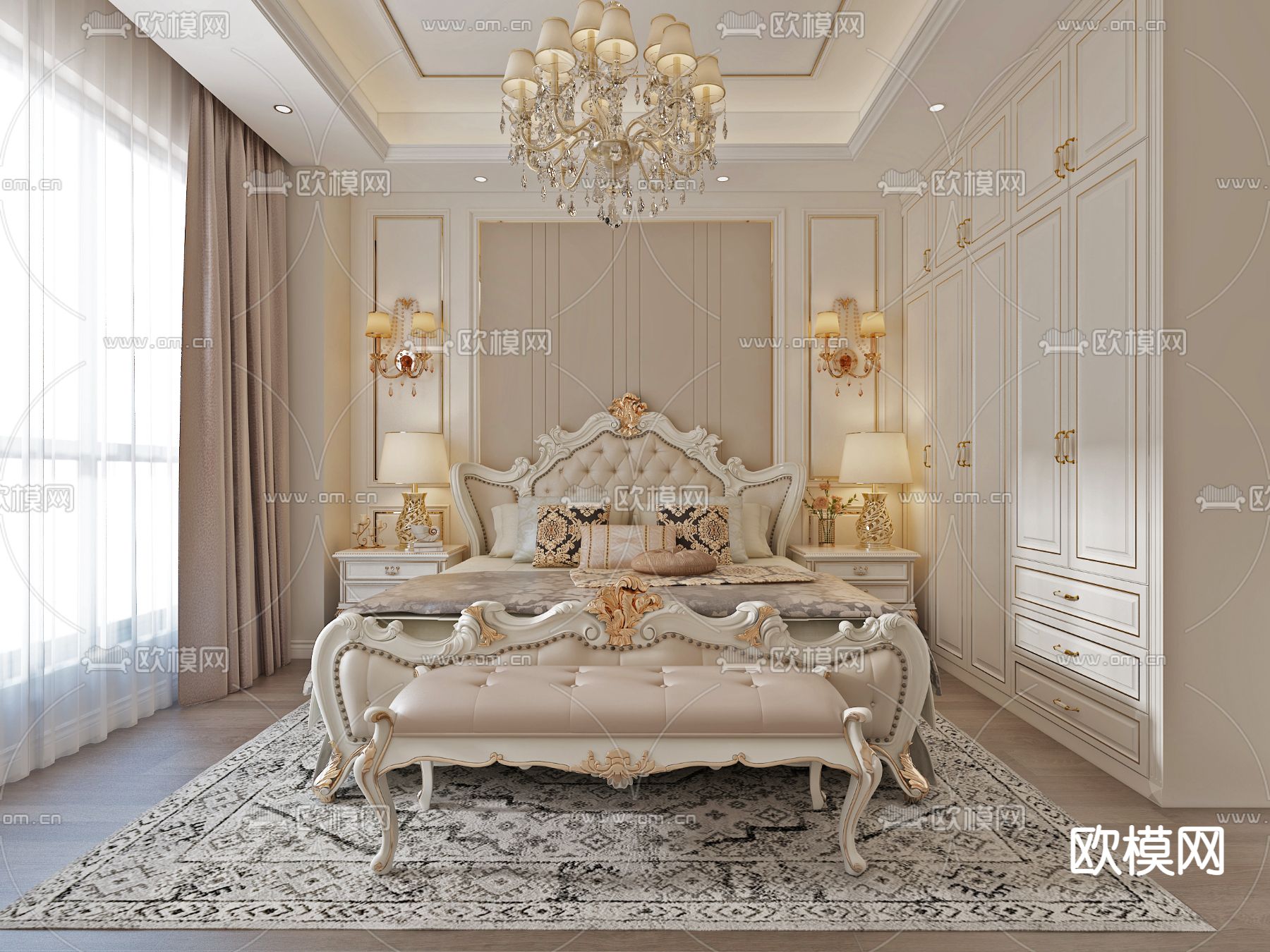 欧式卧室 主人房3d模型下载