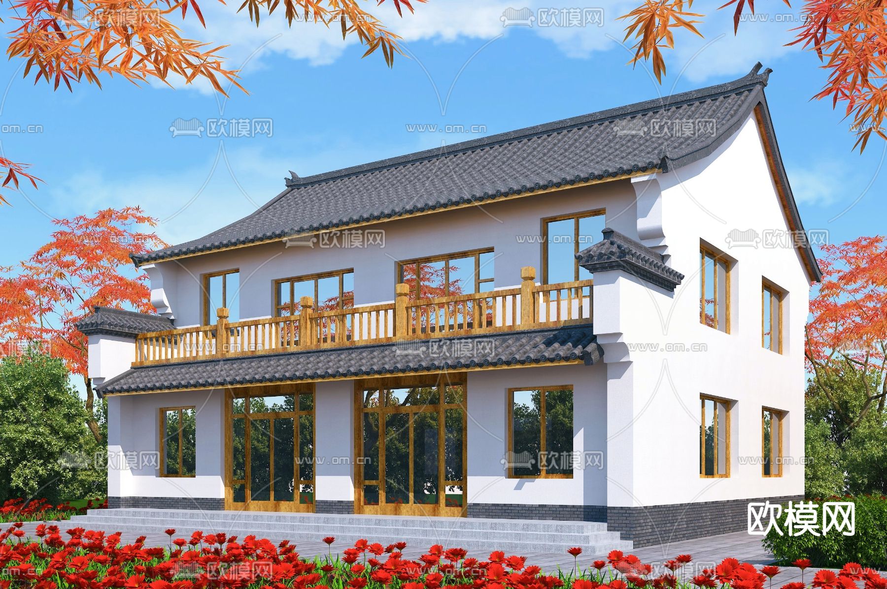 中式古建民俗外观3d模型下载