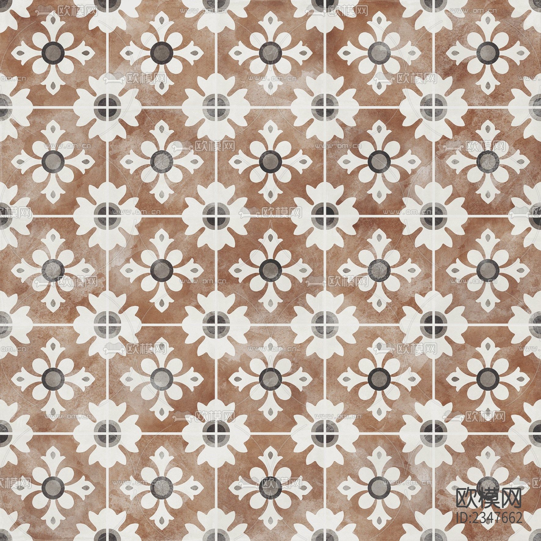 复古小众花砖贴图下载