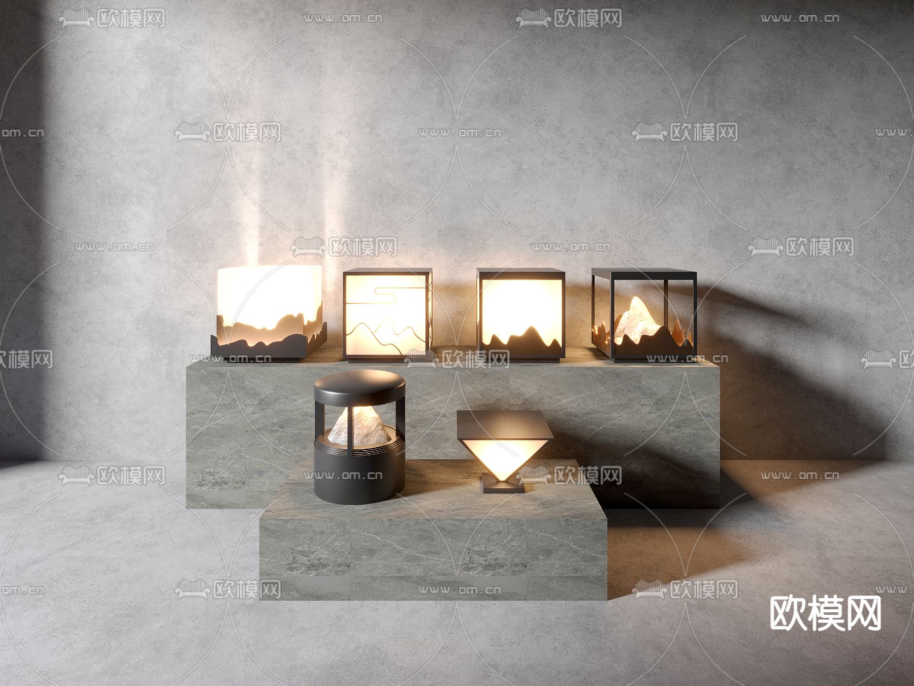 现代户外草坪灯 庭院灯 地灯3d模型下载