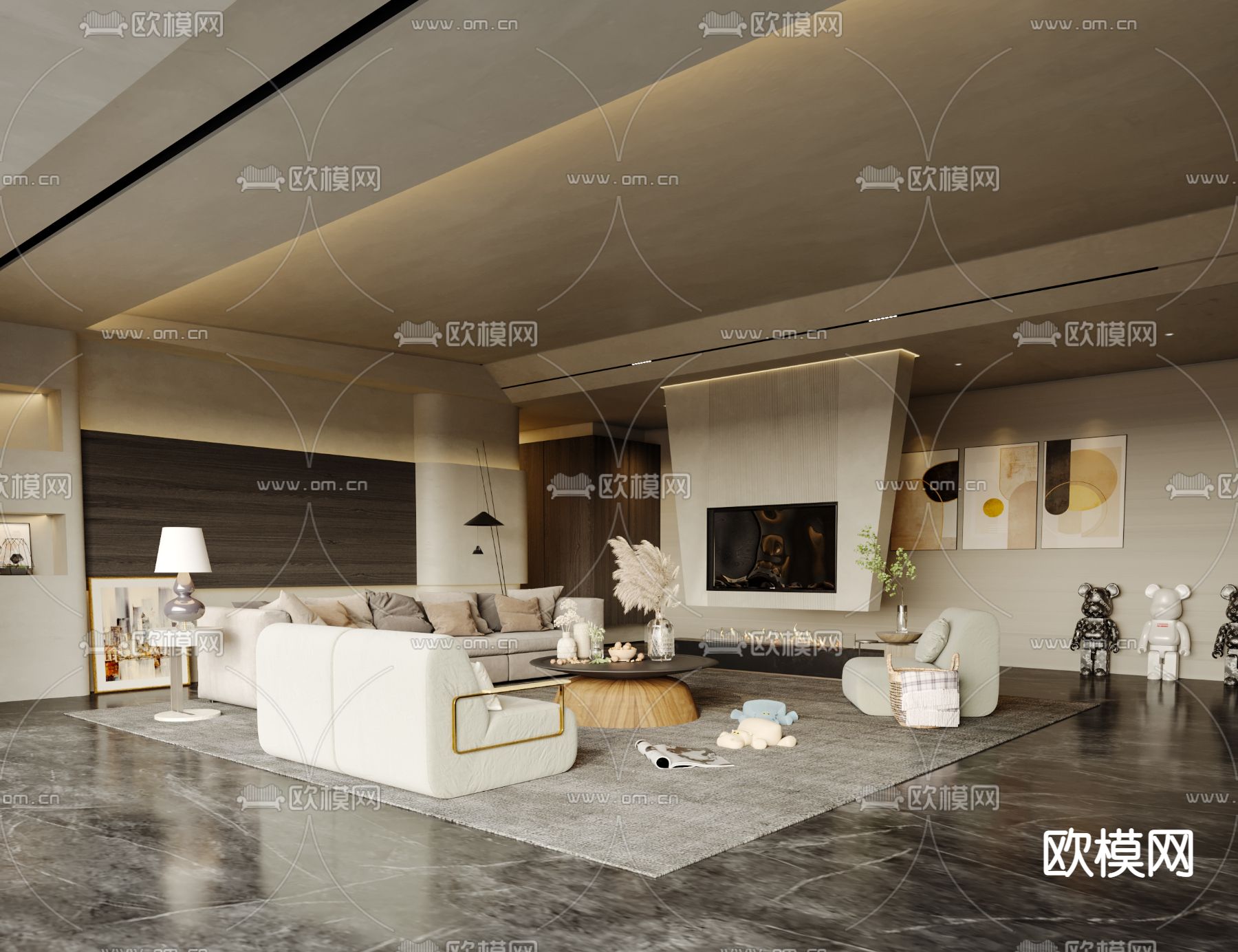 侘寂风客厅3d模型下载