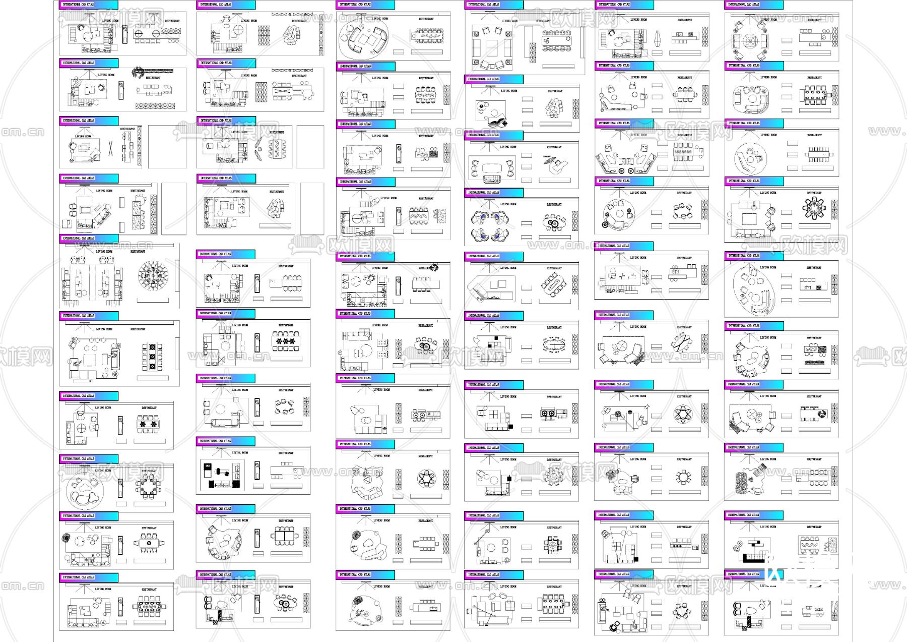 现代平立面家具CAD图库下载（渲染图2）
