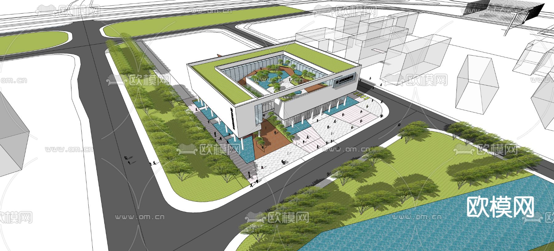 现代博物馆su模型