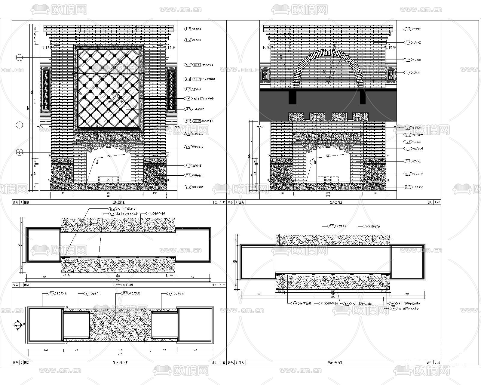 欧式壁炉CAD节点大样下载（渲染图1）