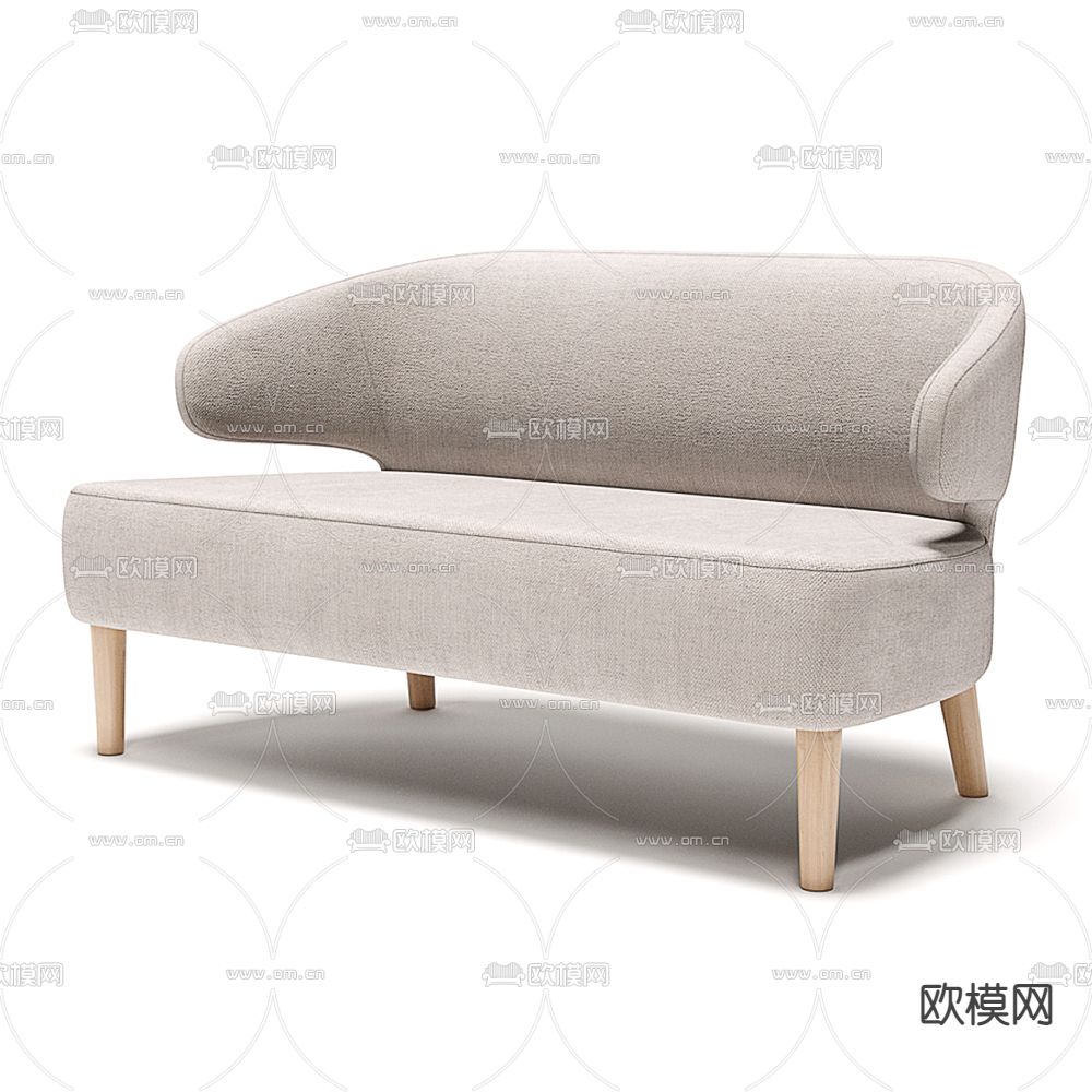 现代布艺双人沙发su模型下载（渲染图1）