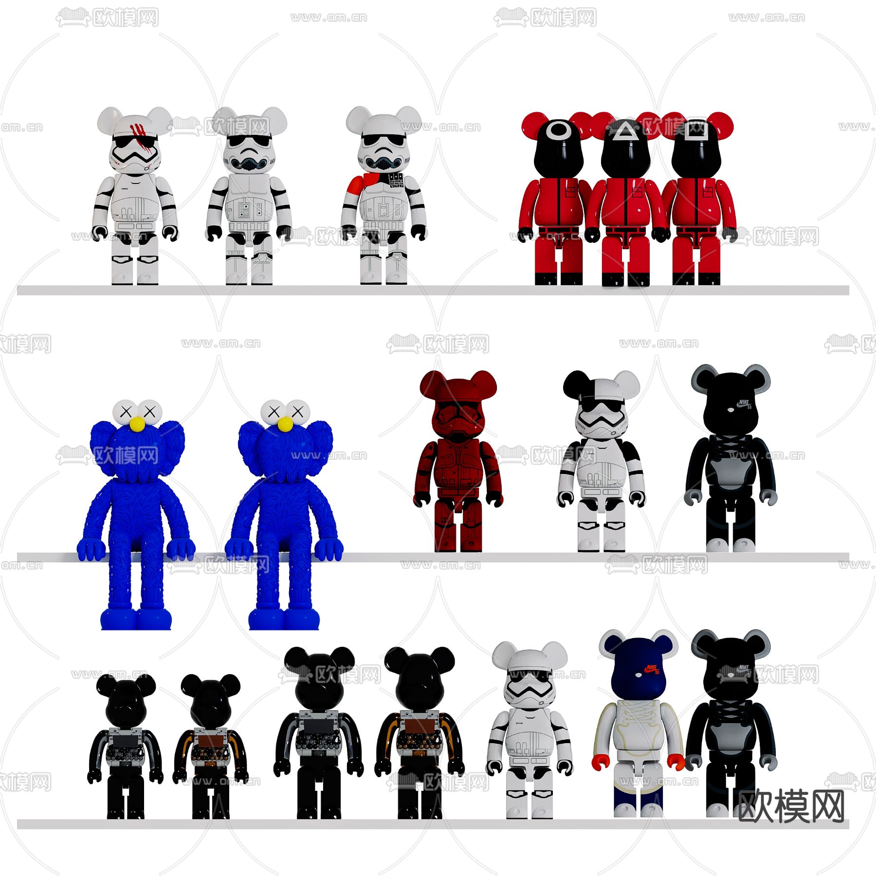 KAWS暴力熊潮玩摆件3d模型下载