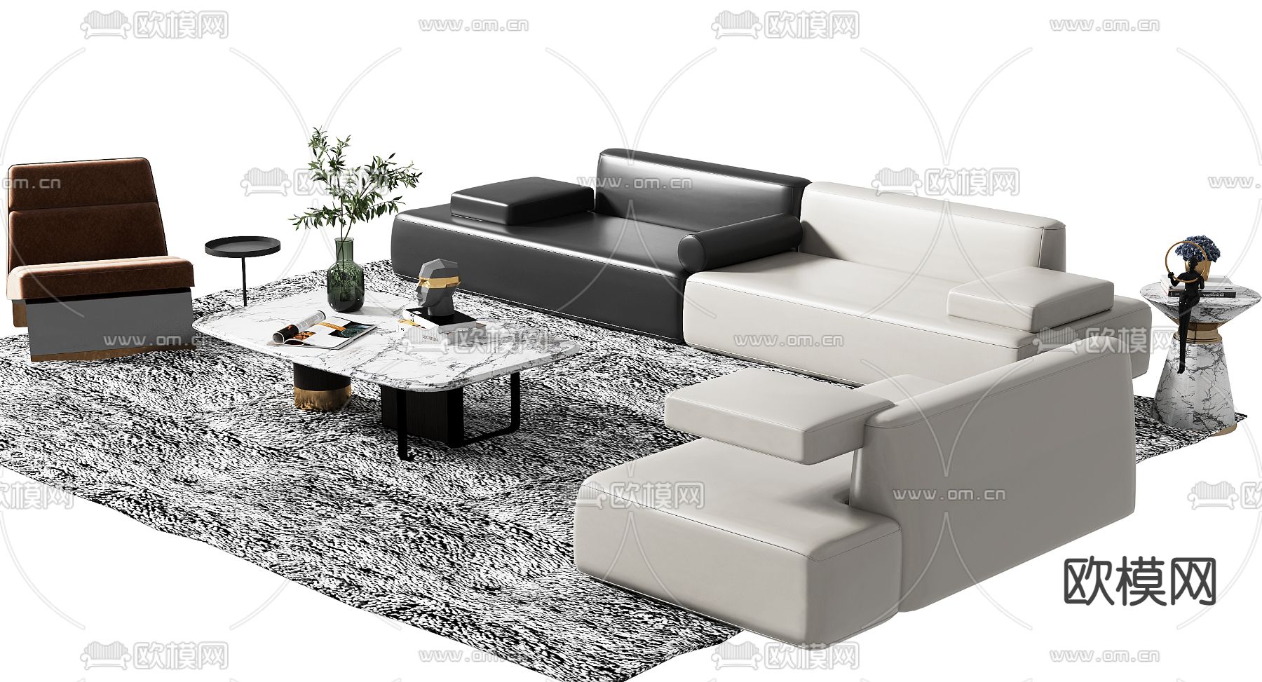 现代组合沙发3d模型下载_ID12180579_3dmax免费模型-欧模网
