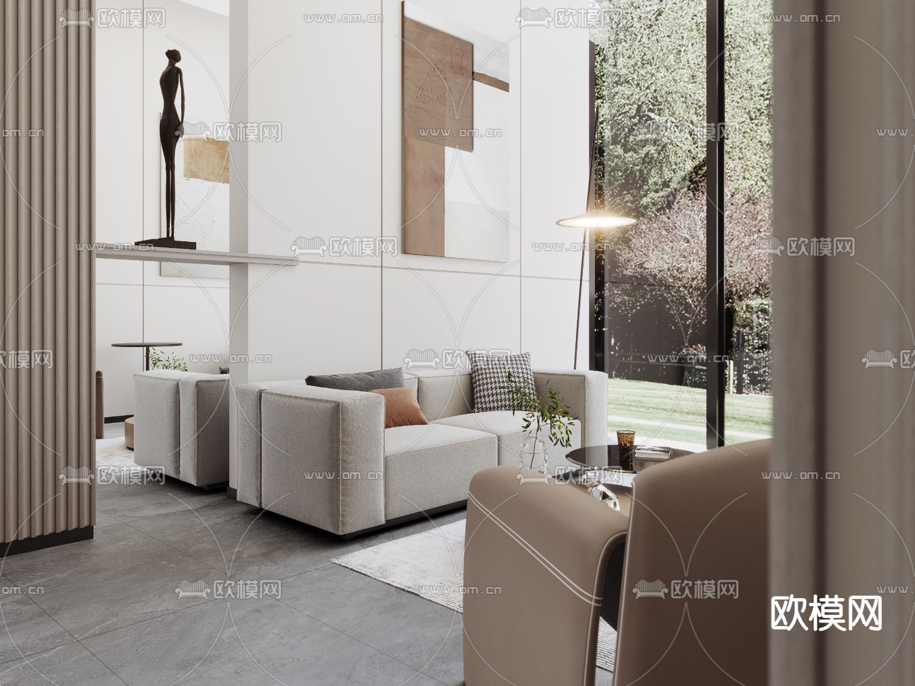 轻奢售楼处接待区 沙盘区3d模型下载（渲染图5）