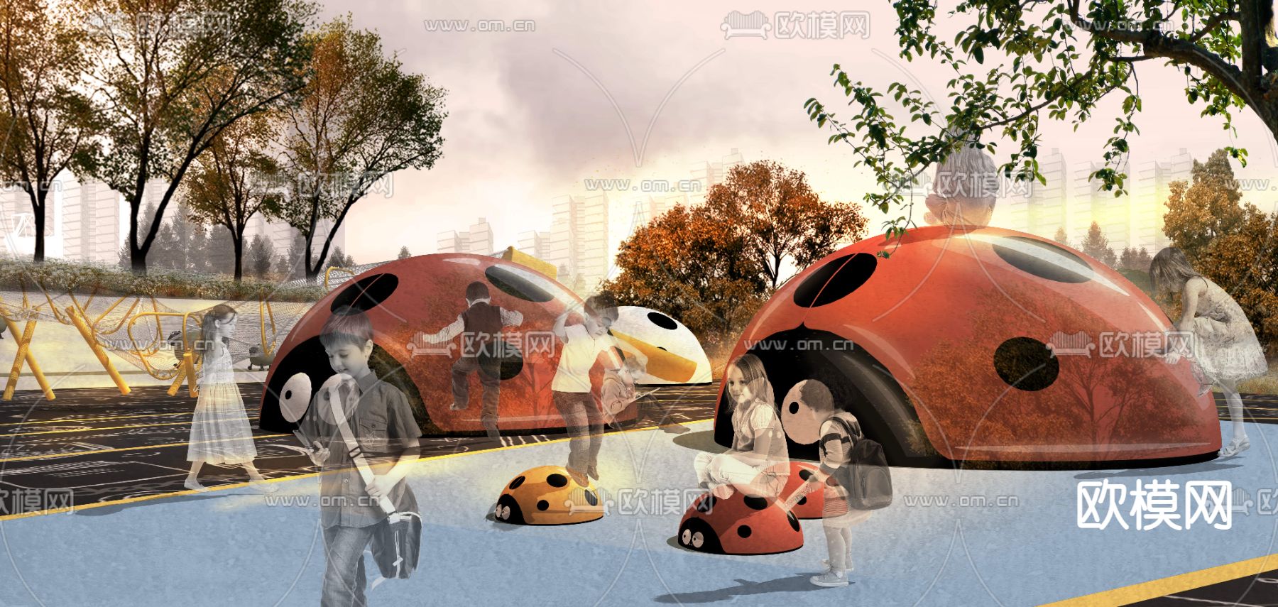 现代儿童公园攀爬区psd下载