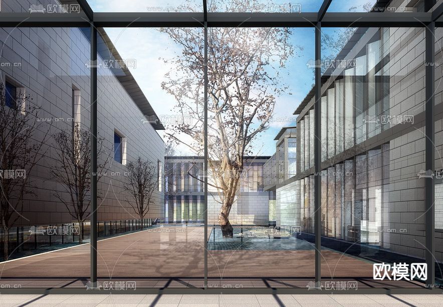 现代博物馆鸟瞰外观su模型下载（渲染图4）