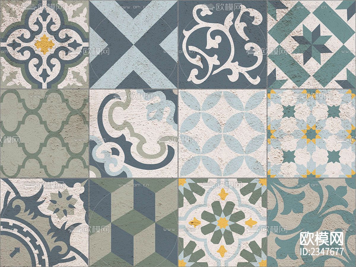 复古小众花砖贴图下载
