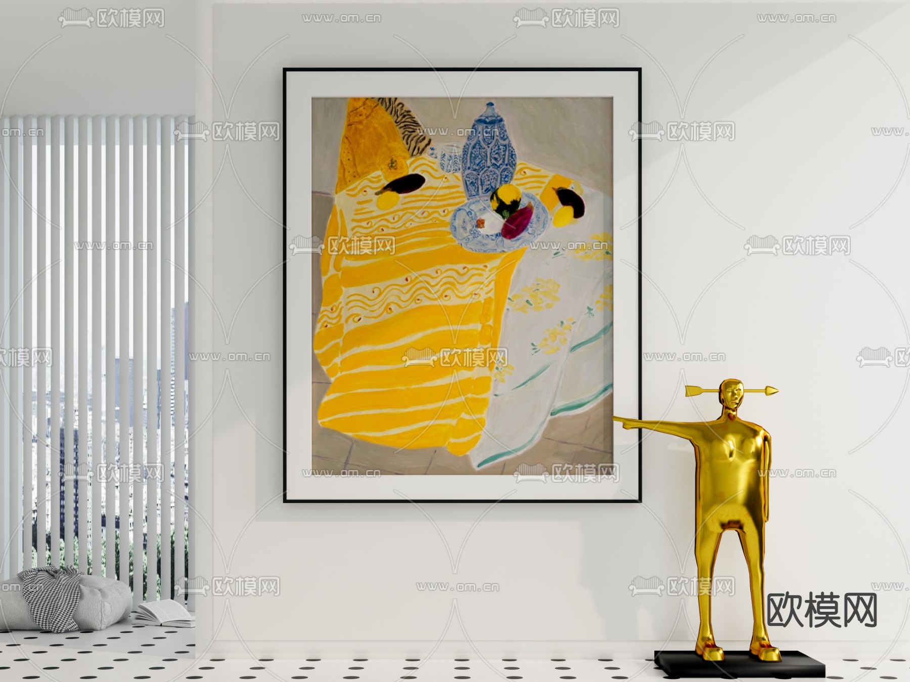 现代艺术装饰挂画su模型下载（渲染图1）