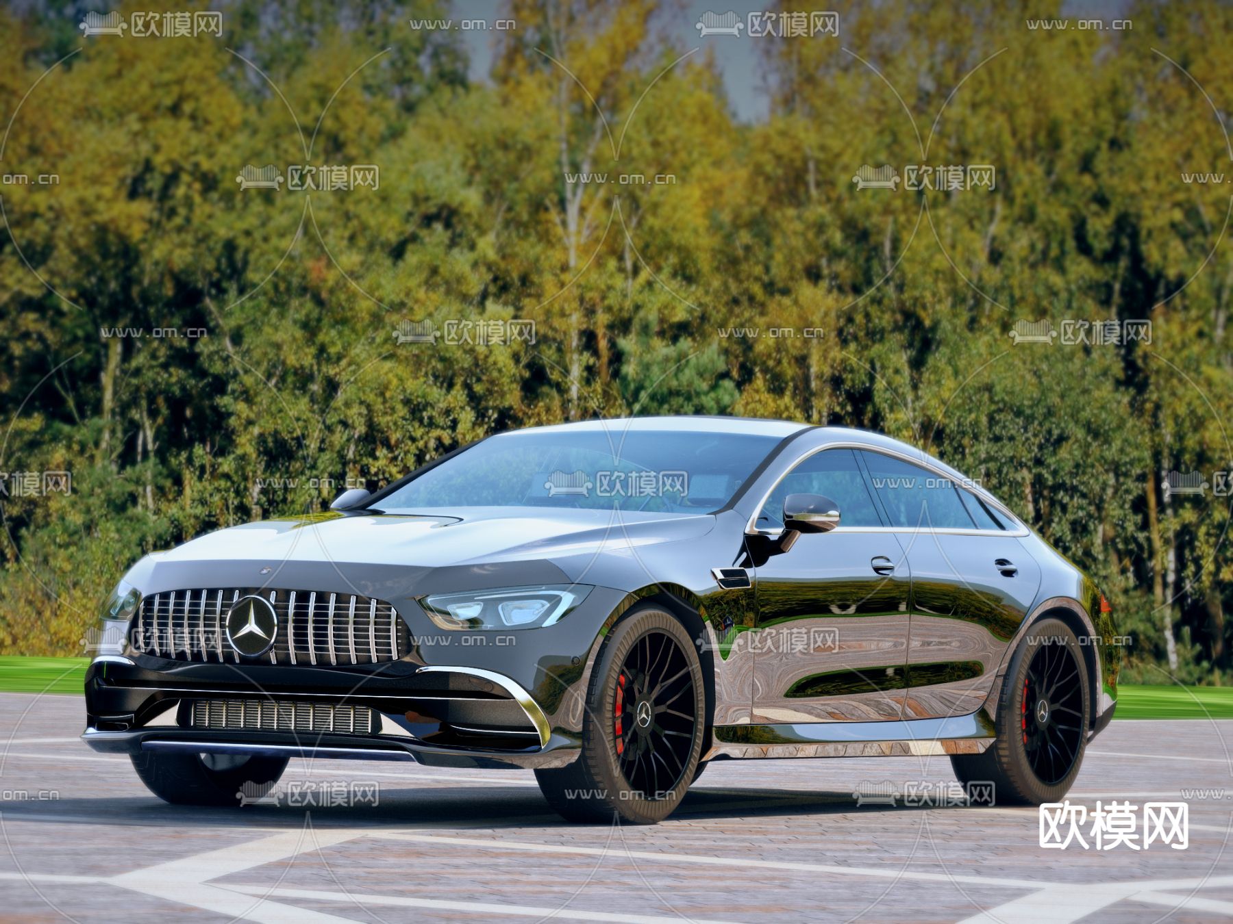 梅赛德斯奔驰汽车3d模型下载（渲染图1）