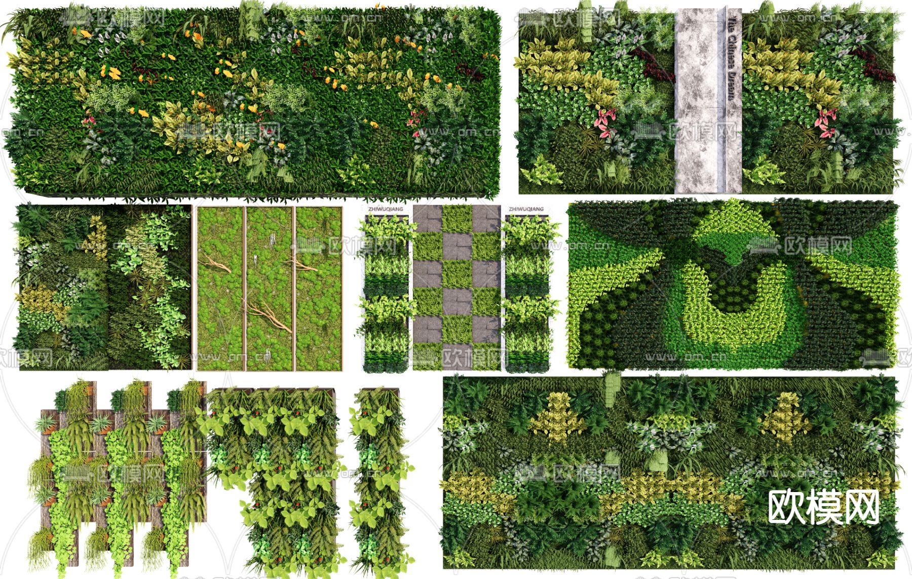 植物墙 绿植背景墙su模型下载（渲染图1）