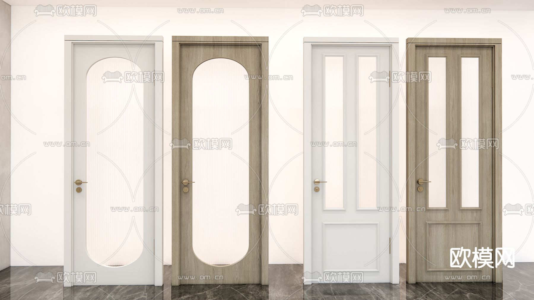 法式厨卫门 单开门su模型下载（渲染图1）
