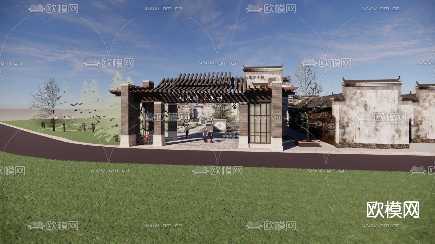 中式古镇su模型下载（渲染图3）