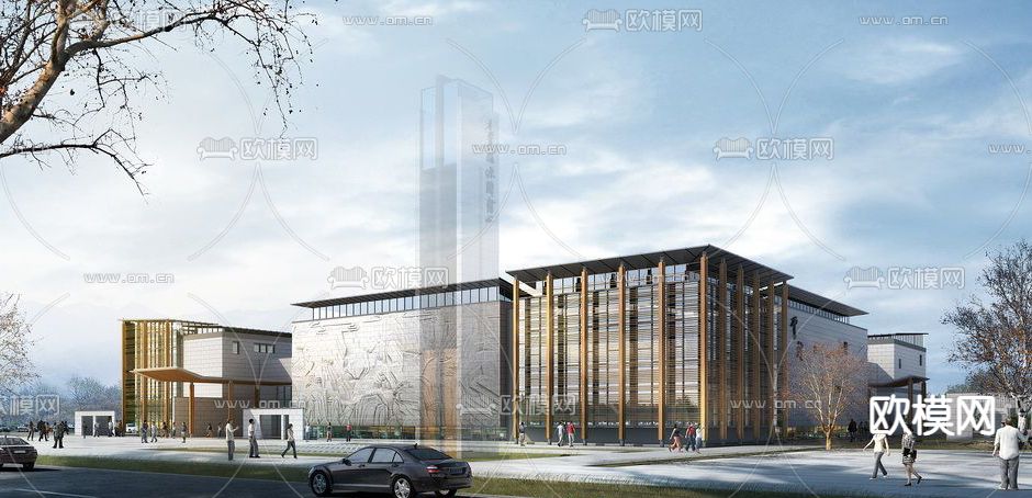 现代博物馆鸟瞰外观su模型下载（渲染图3）