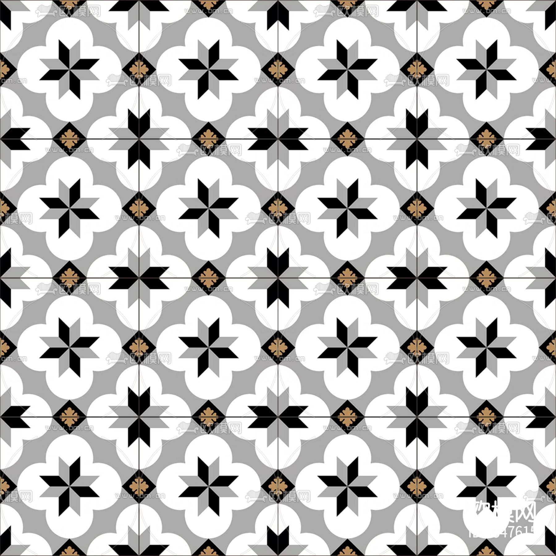 复古小众花砖贴图下载