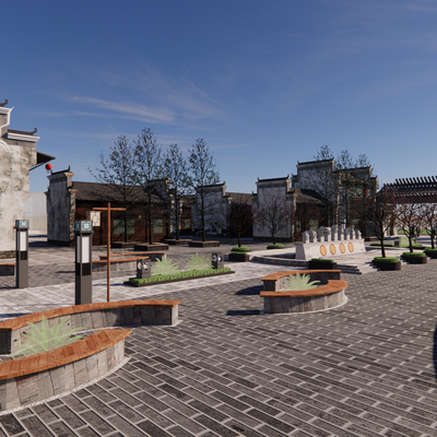  中式古镇su模型 