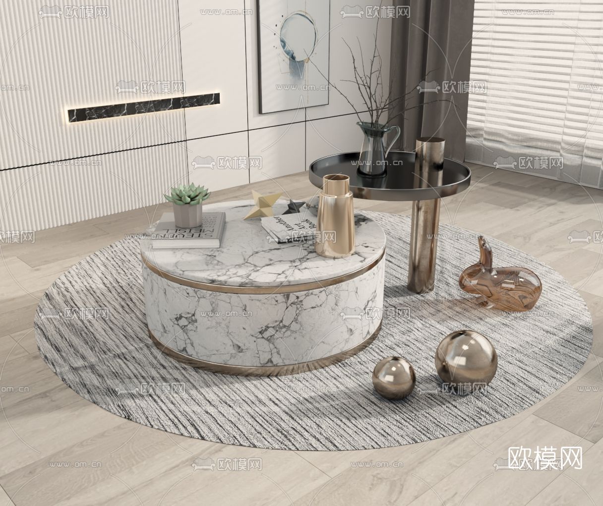 现代茶几3d模型下载