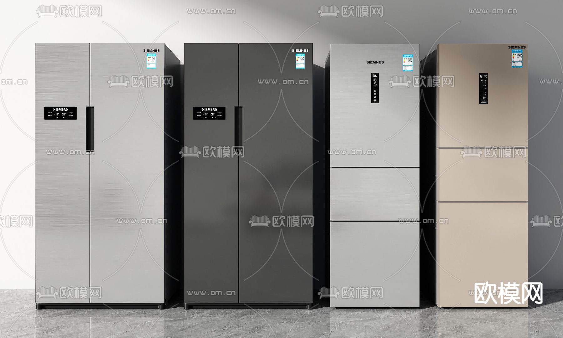 双开门冰箱 冰柜3d模型下载