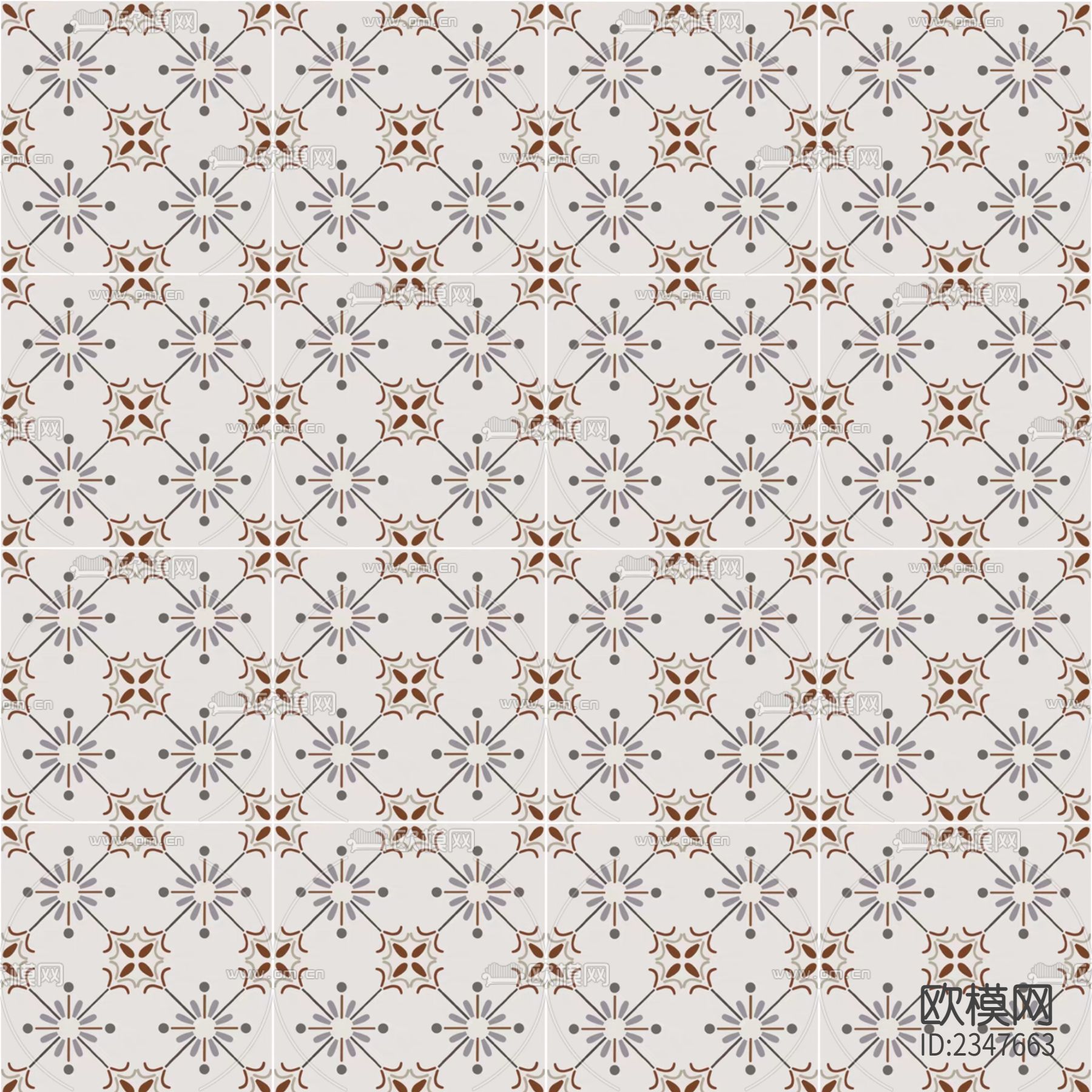 复古小众花砖贴图下载