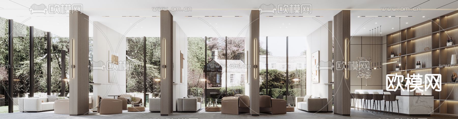 轻奢售楼处接待区 沙盘区3d模型下载（渲染图4）