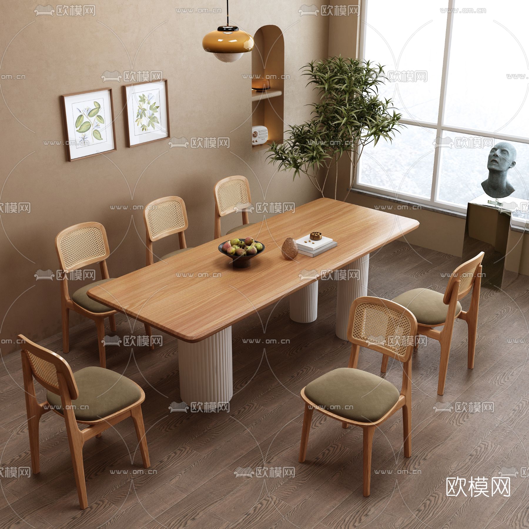 北欧餐桌椅3d模型下载