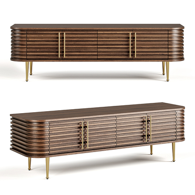  现代实木电视柜su模型 