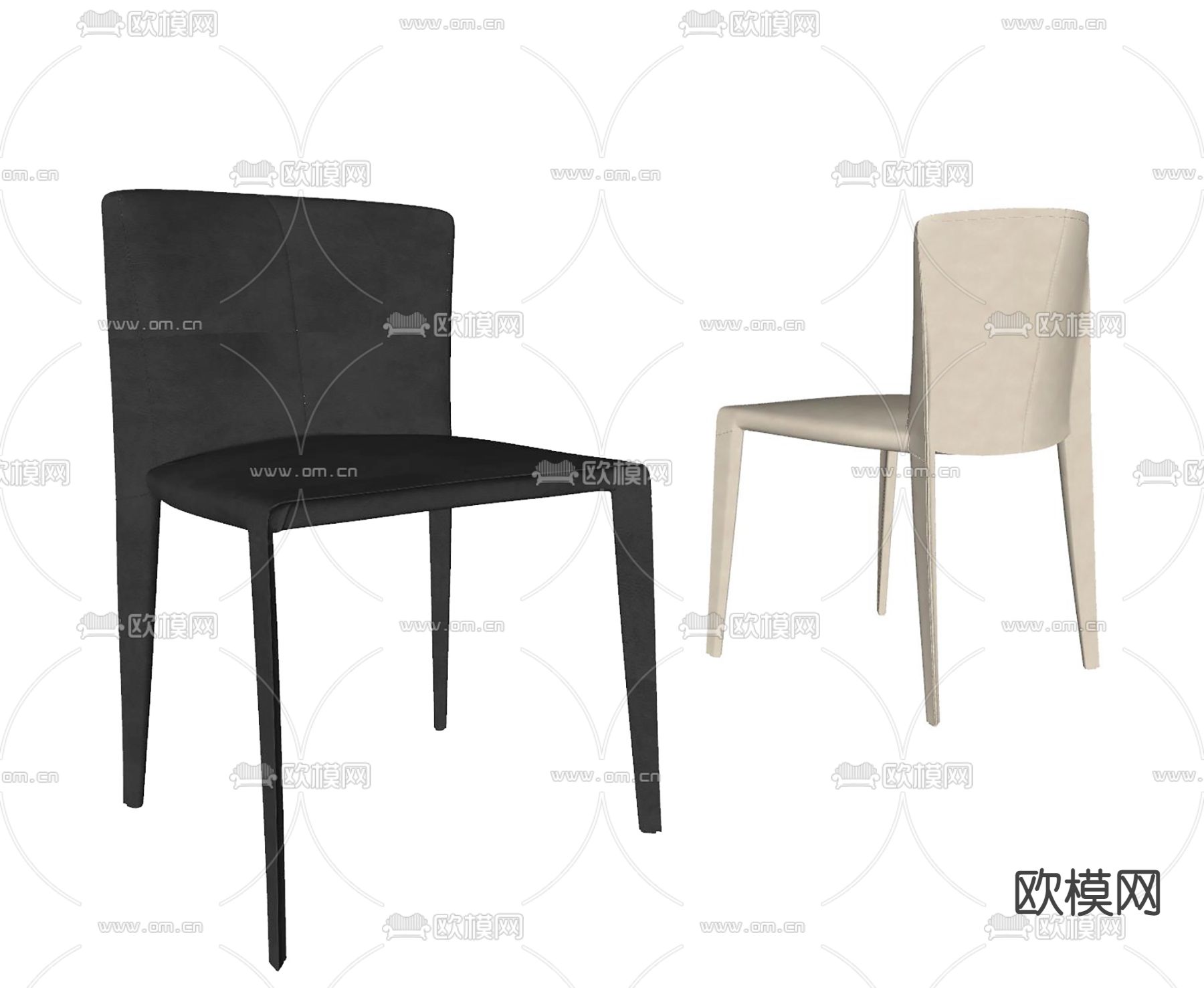 现代单椅  餐椅su模型下载（渲染图2）