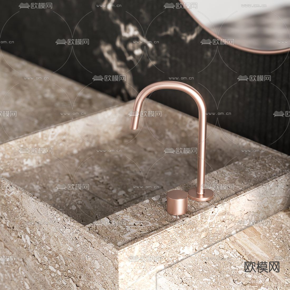 轻奢浴室柜 洗手台3d模型下载（渲染图5）