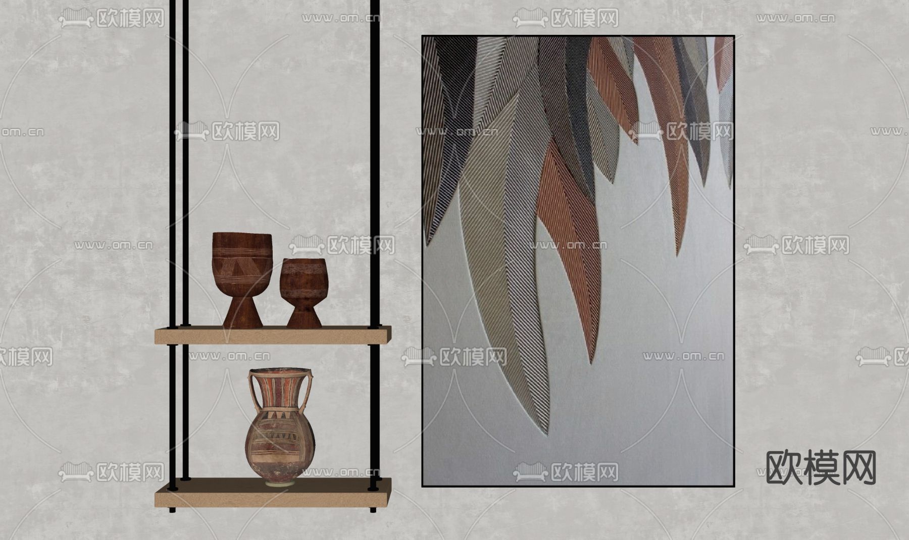 现代抽象挂画su模型