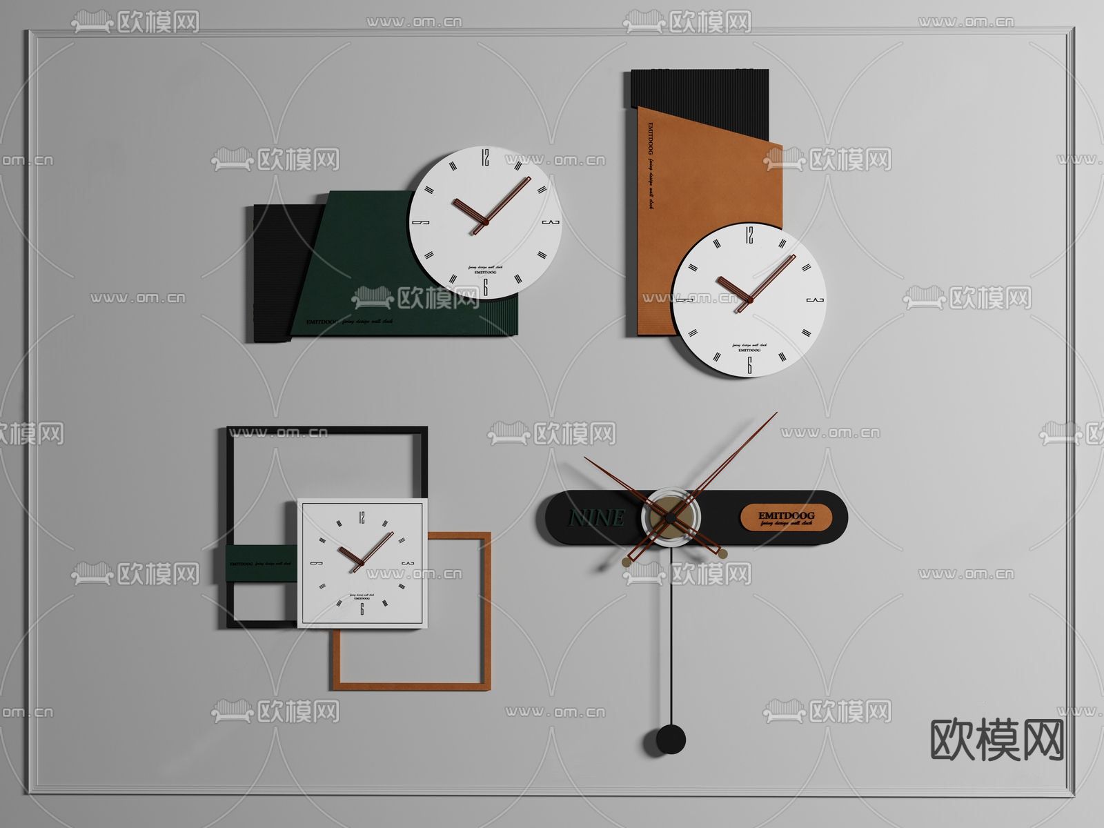 现代时尚挂钟su模型下载（渲染图1）